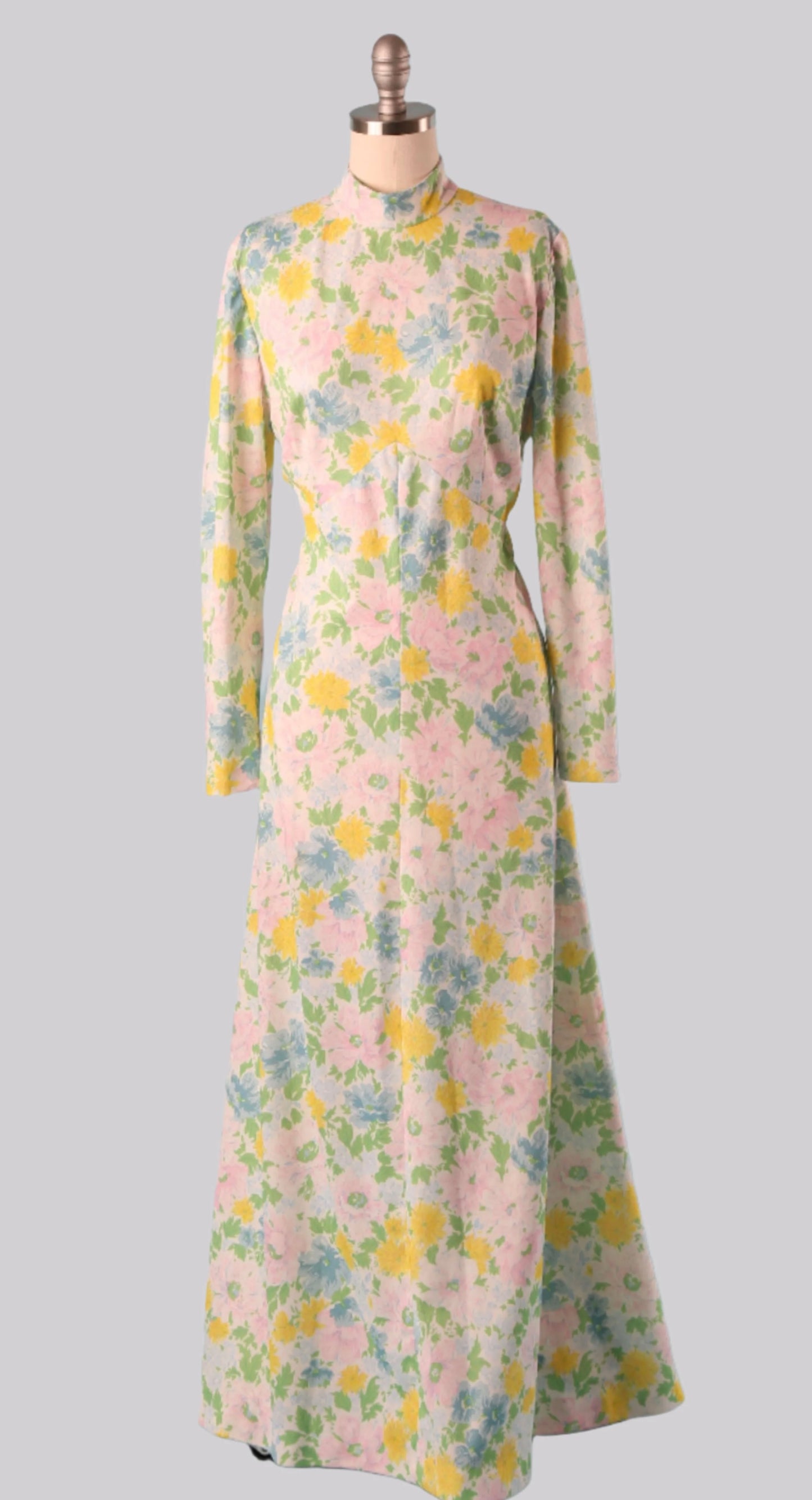 1970s Pastel Garden Maxi Dress