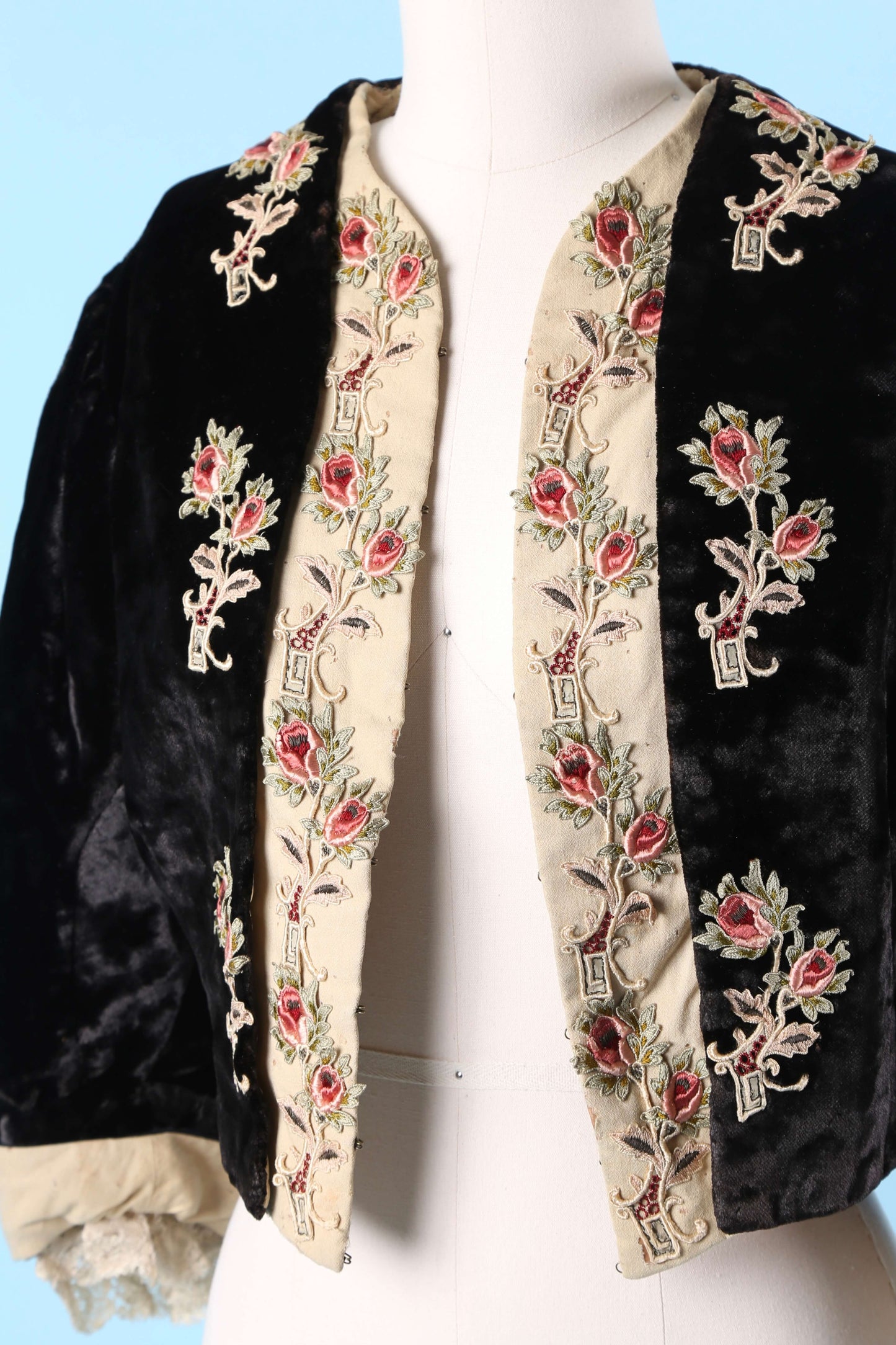 1870's Velvet Rose Puff Sleeve Bodice