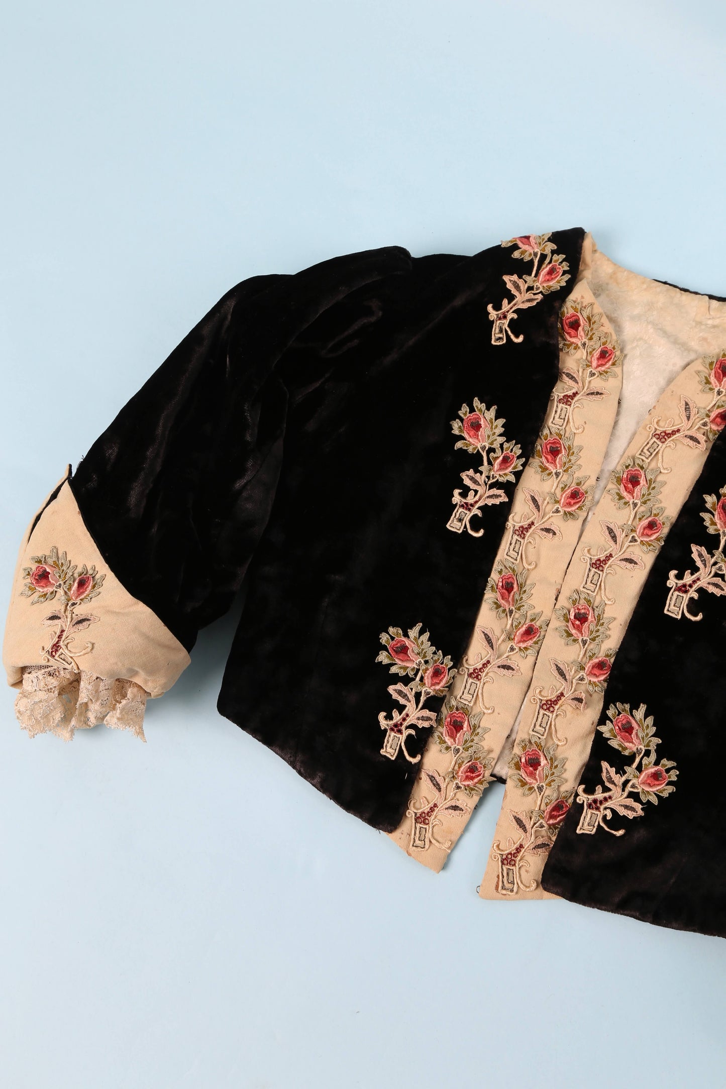 1870's Velvet Rose Puff Sleeve Bodice