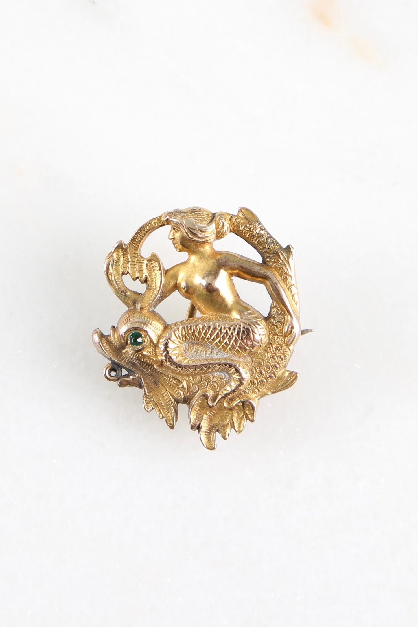 1880's Golden Mermaid Brooch