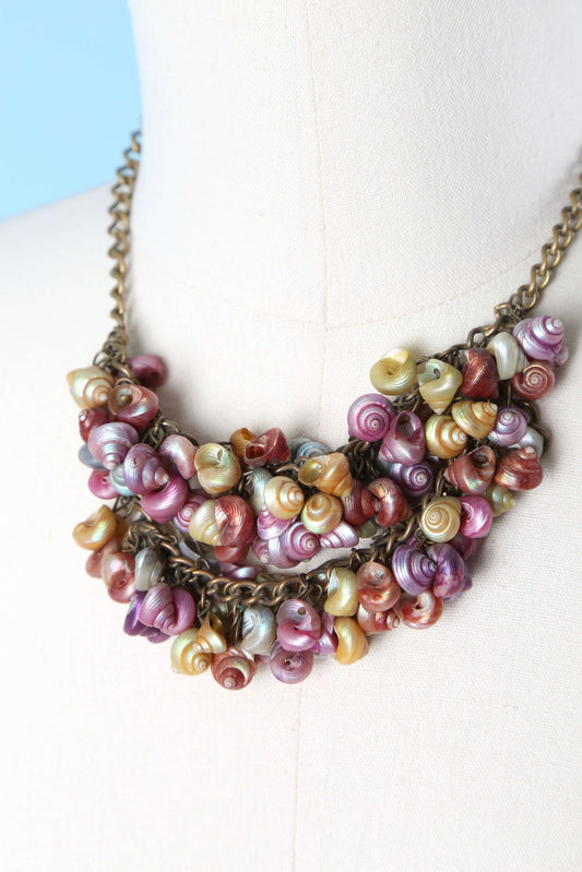1930's Rainbow Trochus Shell Statement Necklace