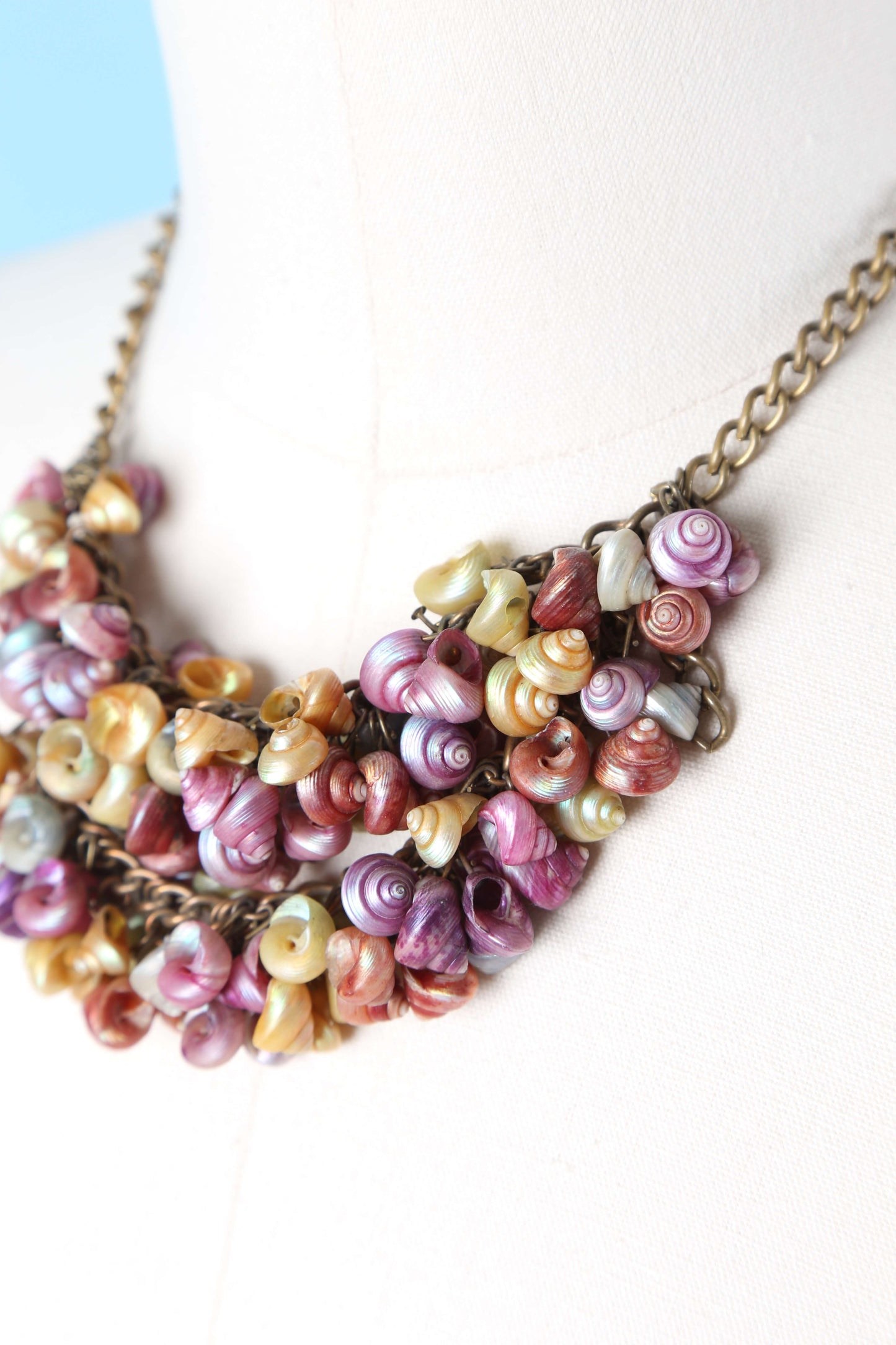 1930's Rainbow Trochus Shell Statement Necklace