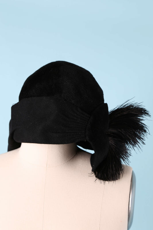 1920's Raven Felt Cloche Hat