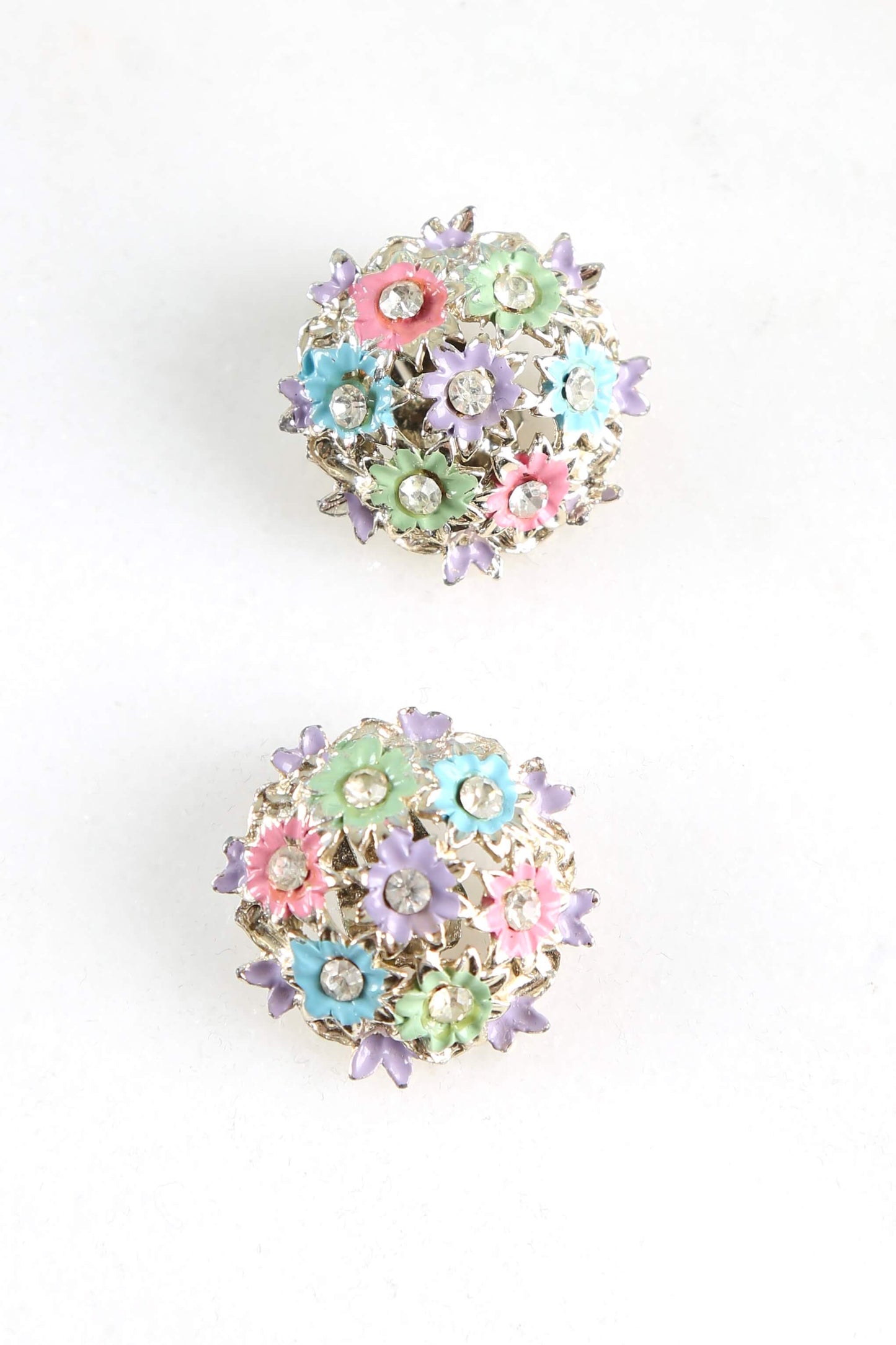 1950's Painted Flower Earrings