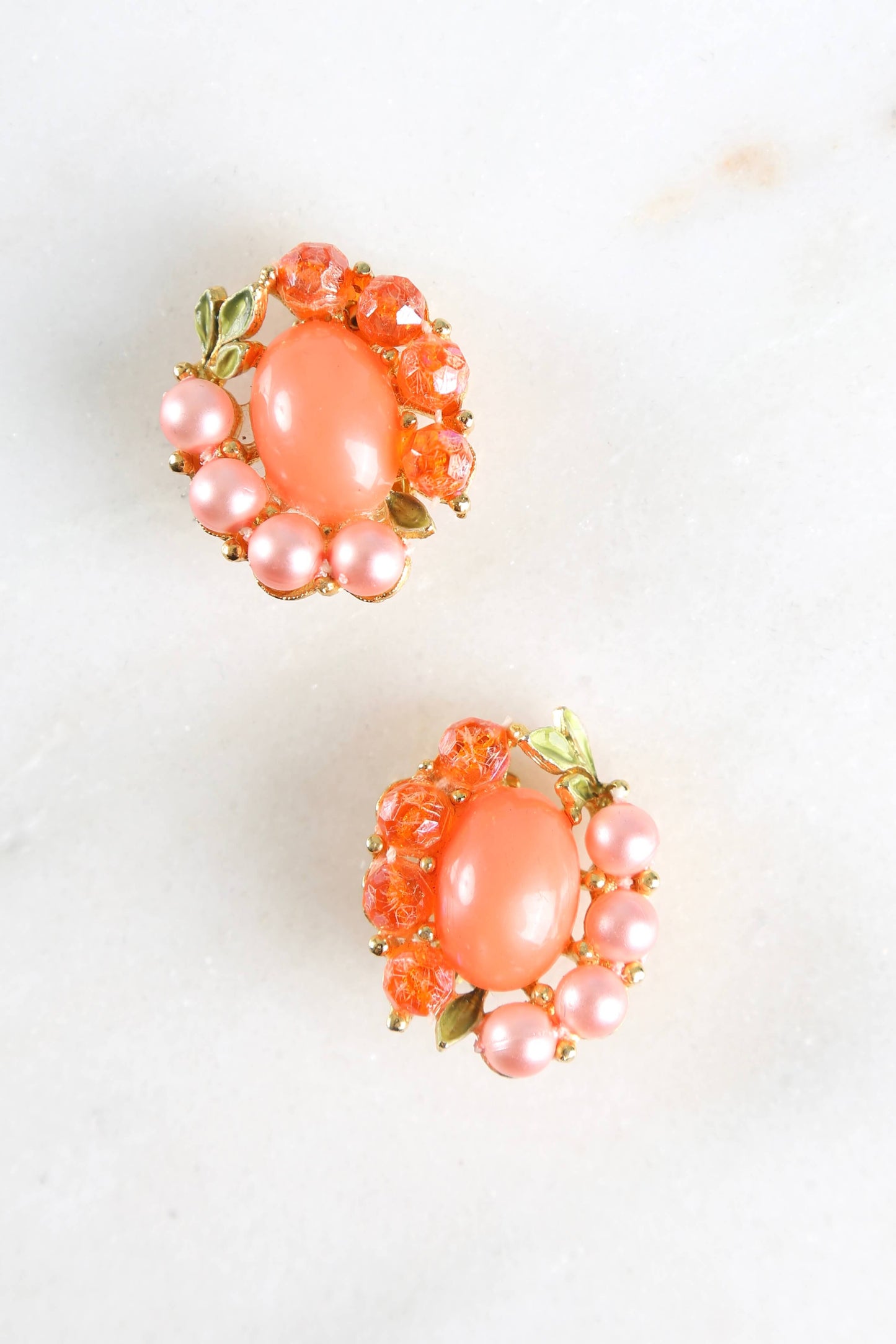 1950s Tangerine Clip Earrings