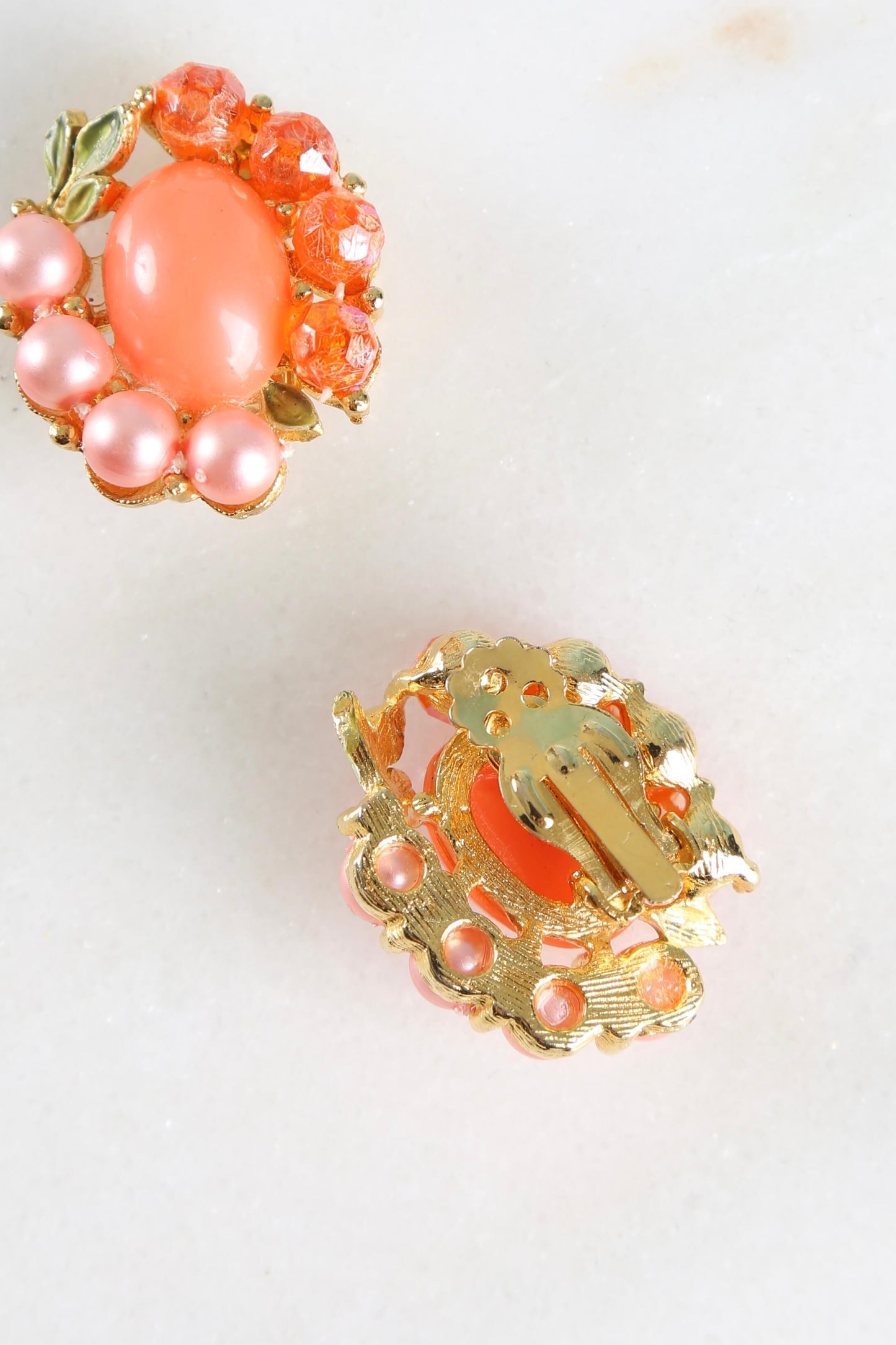 1950s Tangerine Clip Earrings