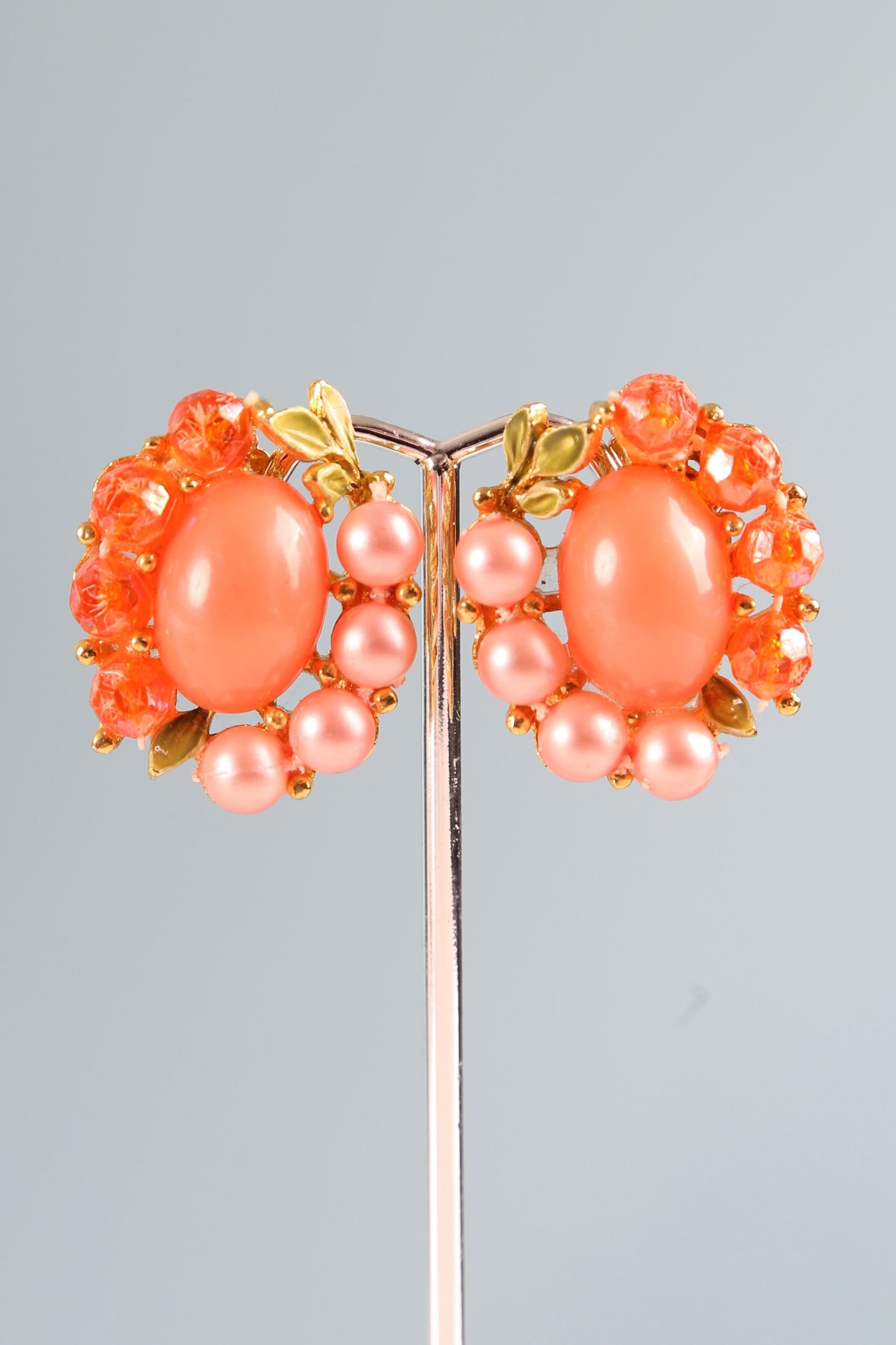 1950s Tangerine Clip Earrings