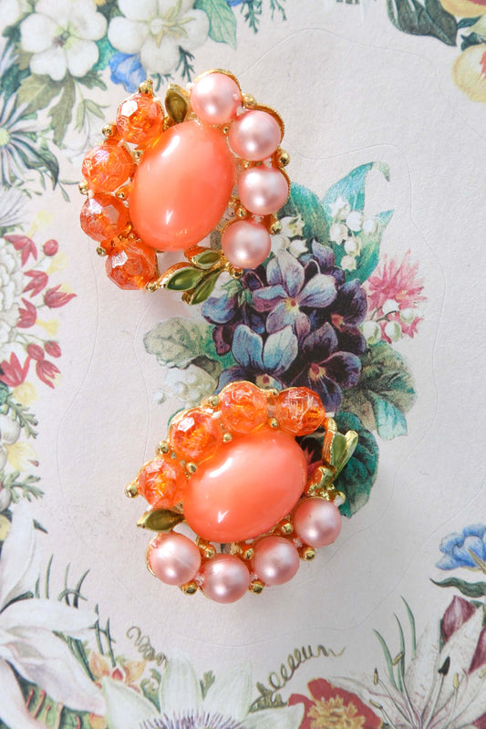 1950s Tangerine Clip Earrings