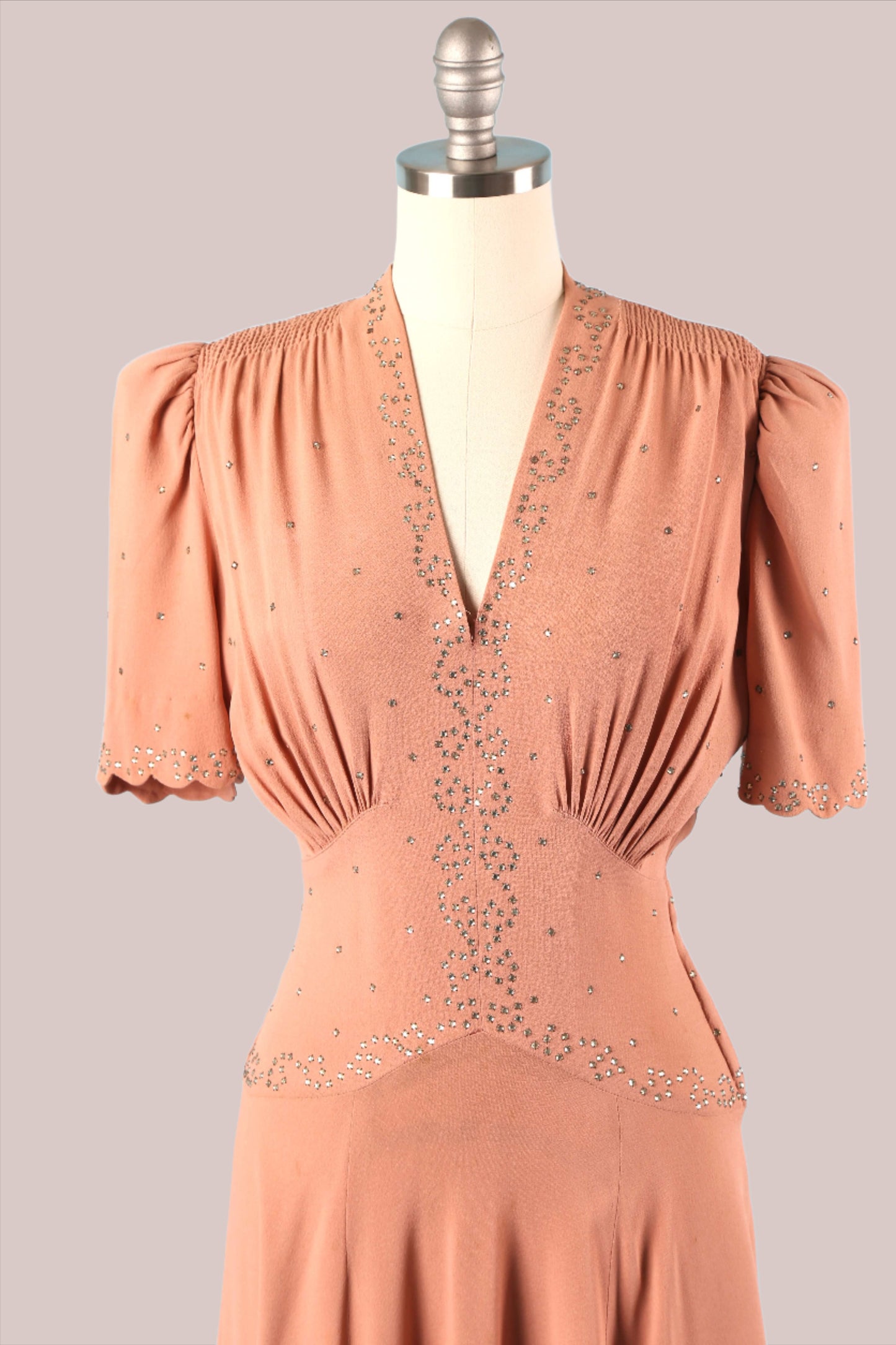1940's Mauve Crepe Starlight Gown