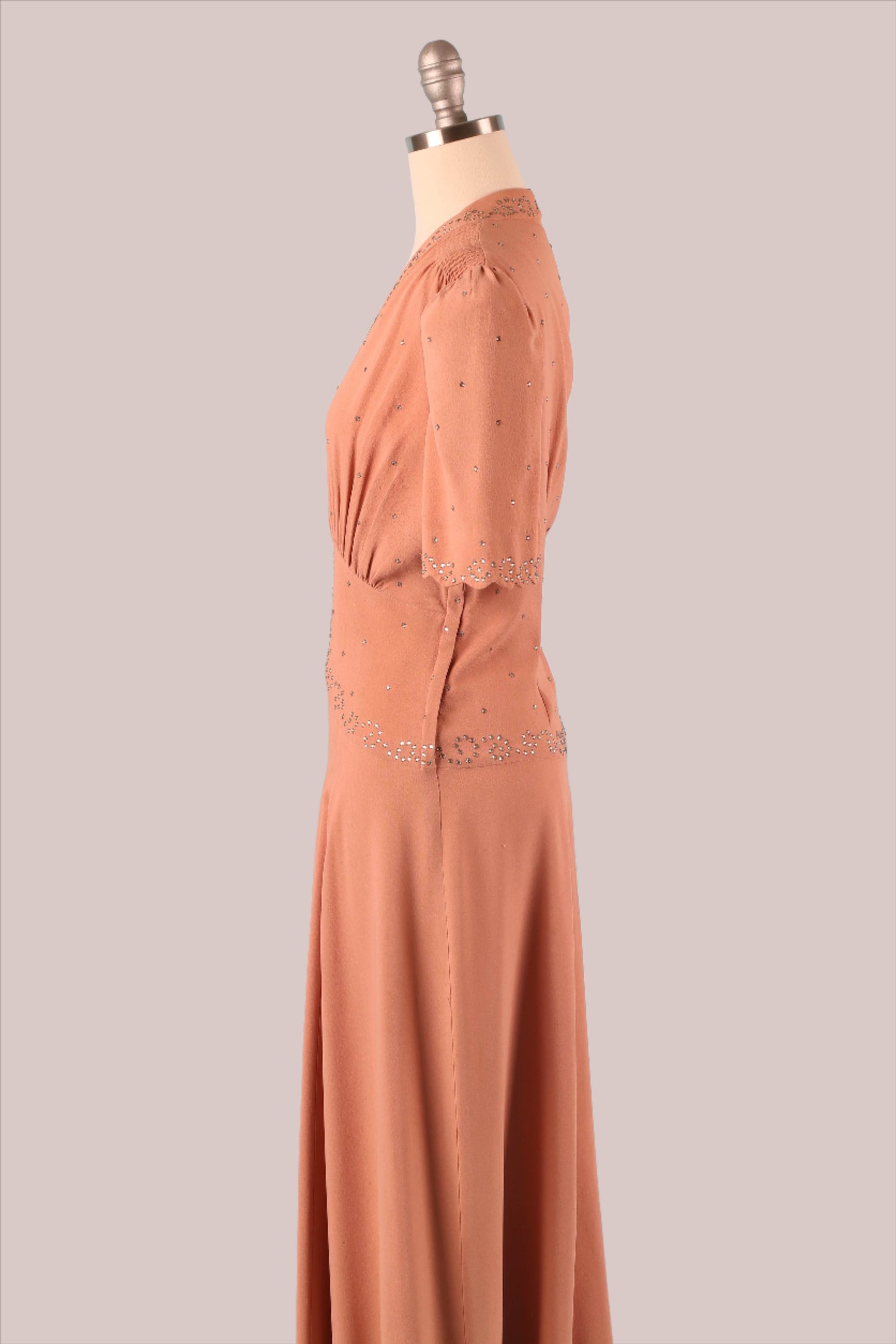 1940's Mauve Crepe Starlight Gown