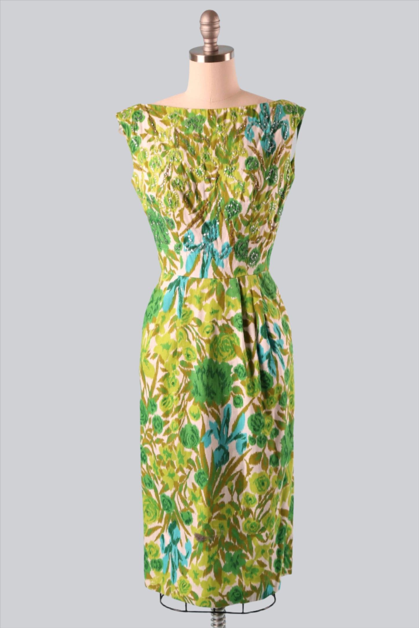 1960s Sequin Garden Wiggle Dress