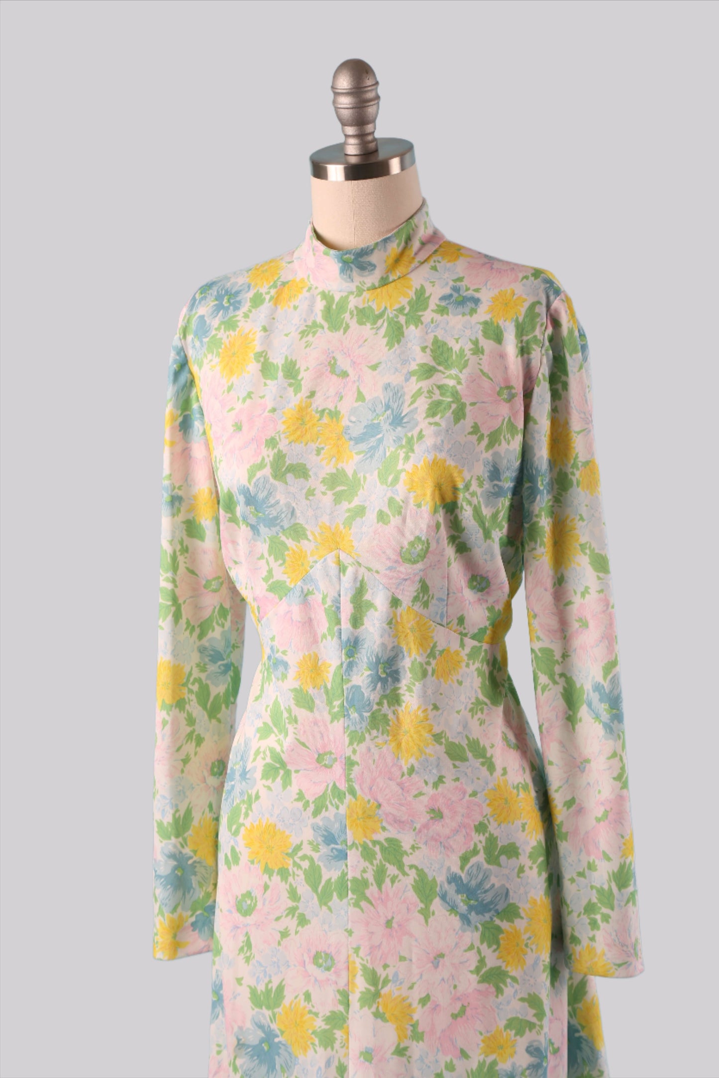 1970s Pastel Garden Maxi Dress