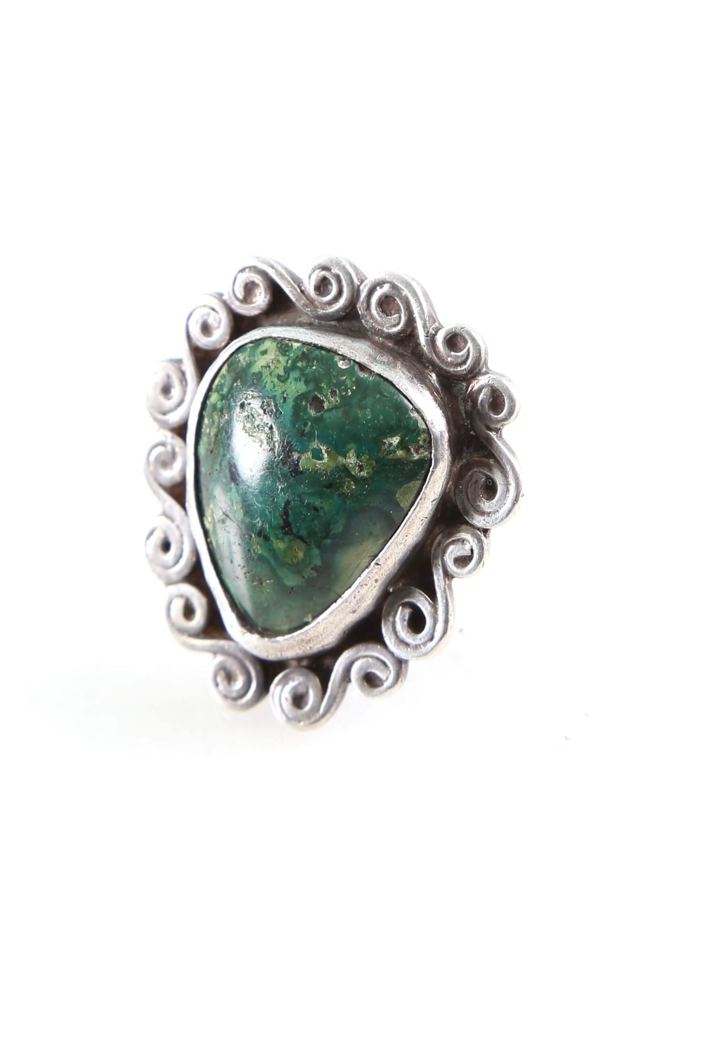 1960s Sterling and Malachite Ring (Size 6.25)