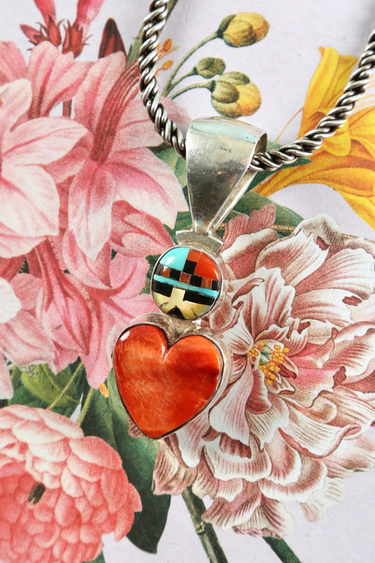 1990's Gary G Coral Heart Sterling Pendant