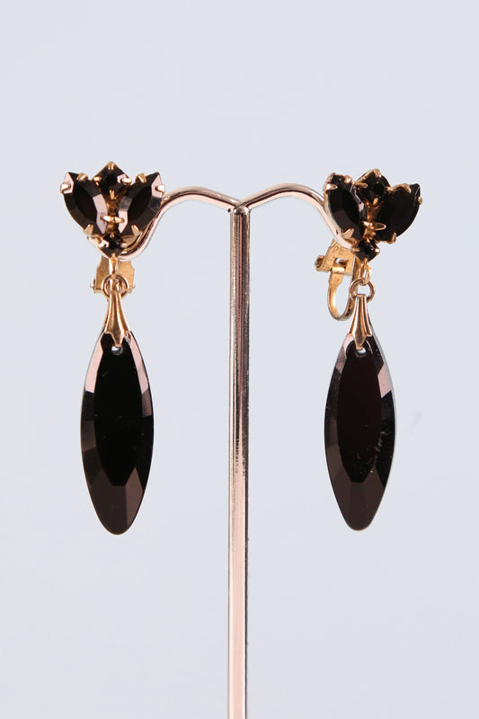 1950's Black Rhinestone Drop Earrings