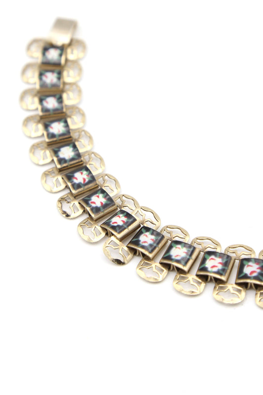 1950's Painted Floral Link Necklace