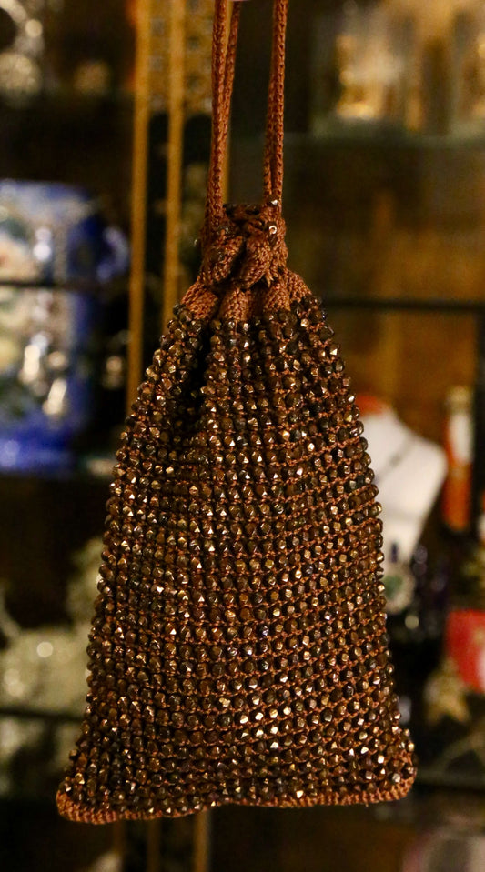 1920's Copper Beaded Reticule Purse