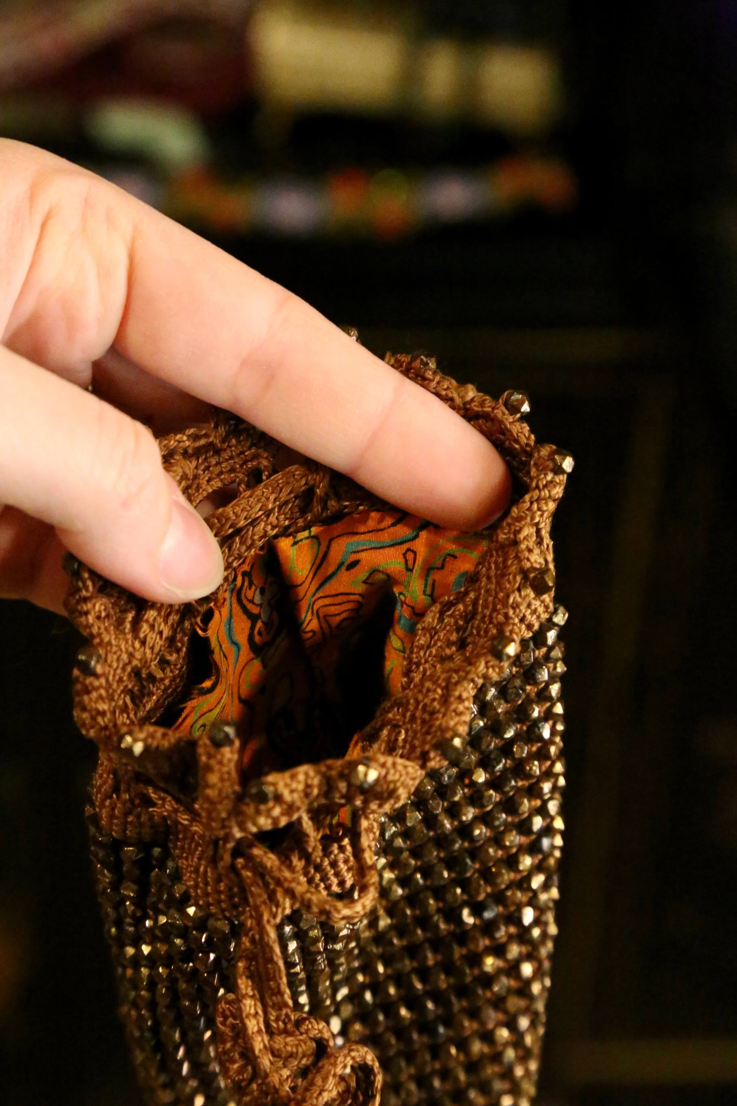 1920's Copper Beaded Reticule Purse