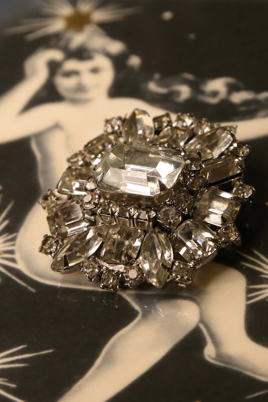 1950's Faceted 3D Rhinestone Brooch