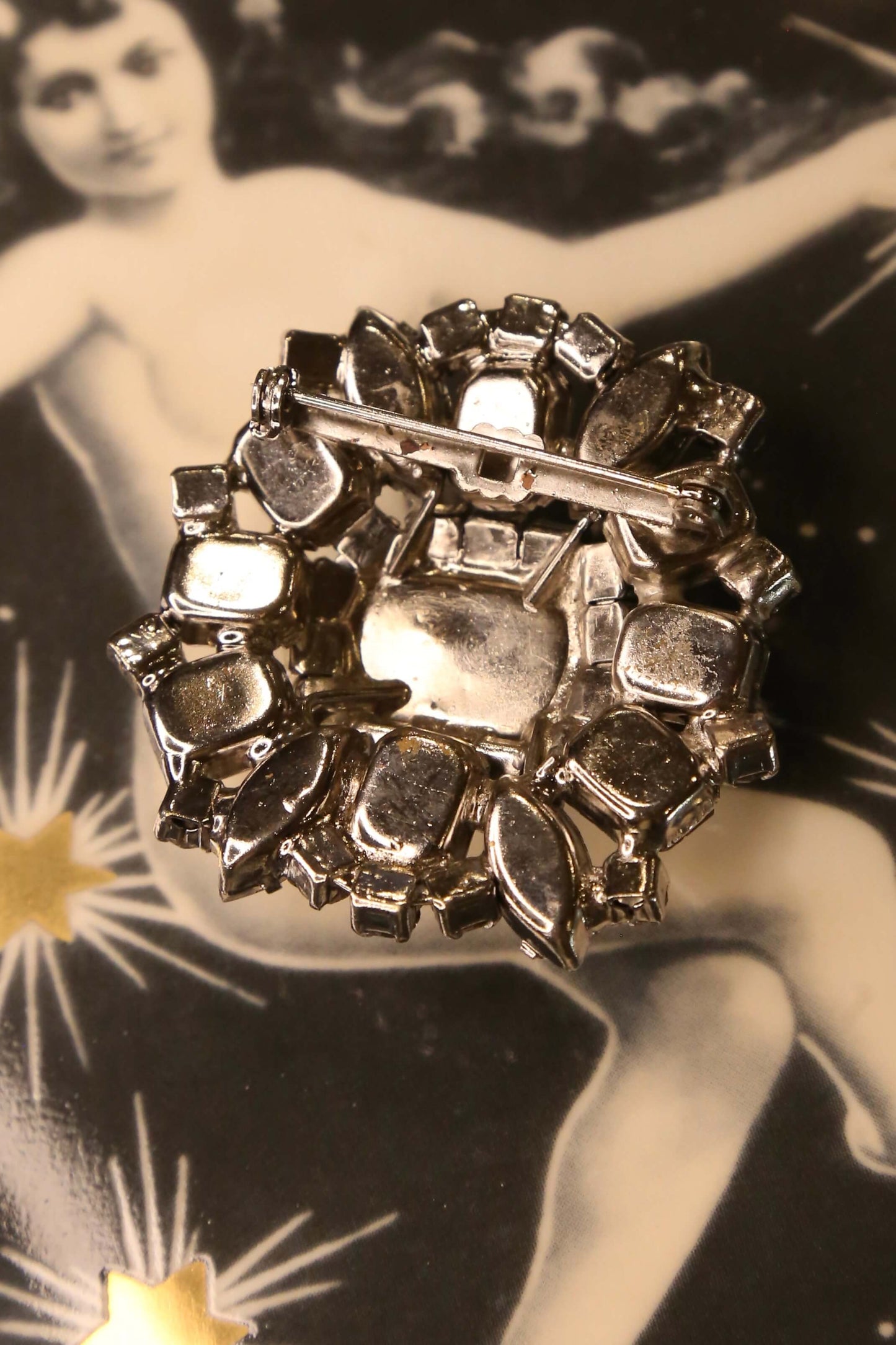 1950's Faceted 3D Rhinestone Brooch