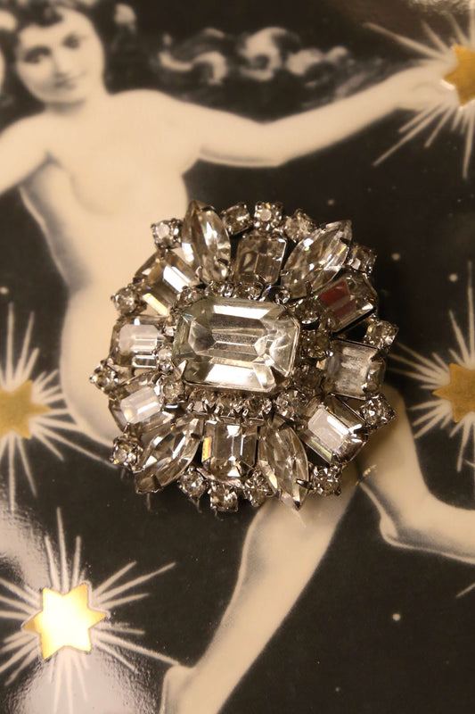 1950's Faceted 3D Rhinestone Brooch