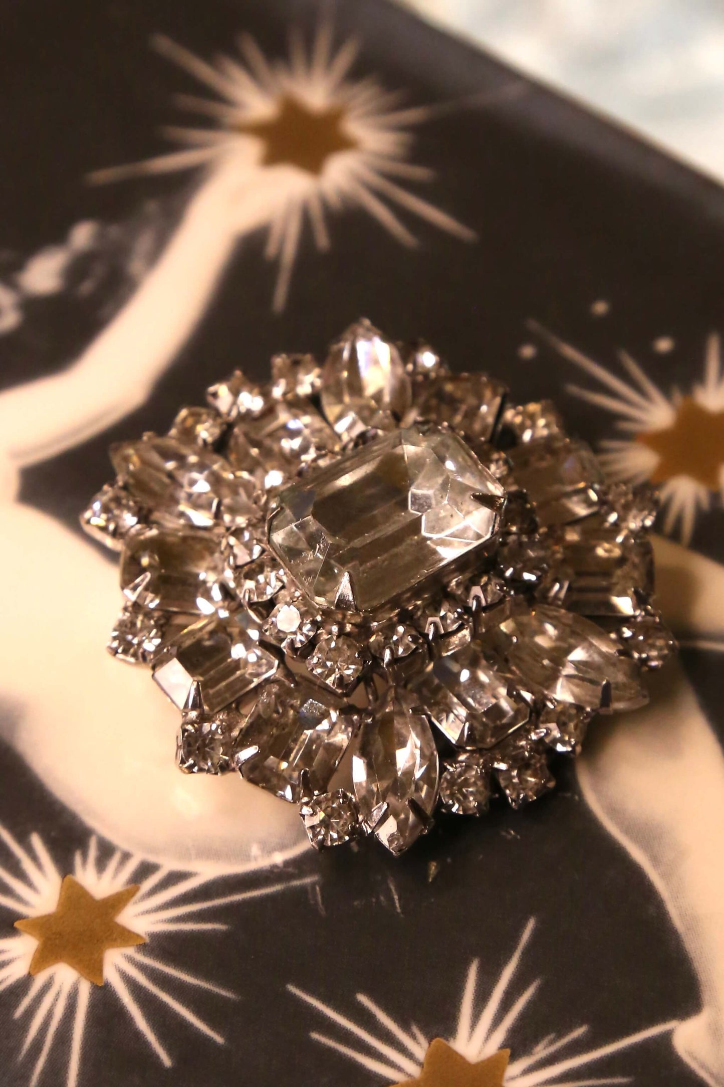 1950's Faceted 3D Rhinestone Brooch