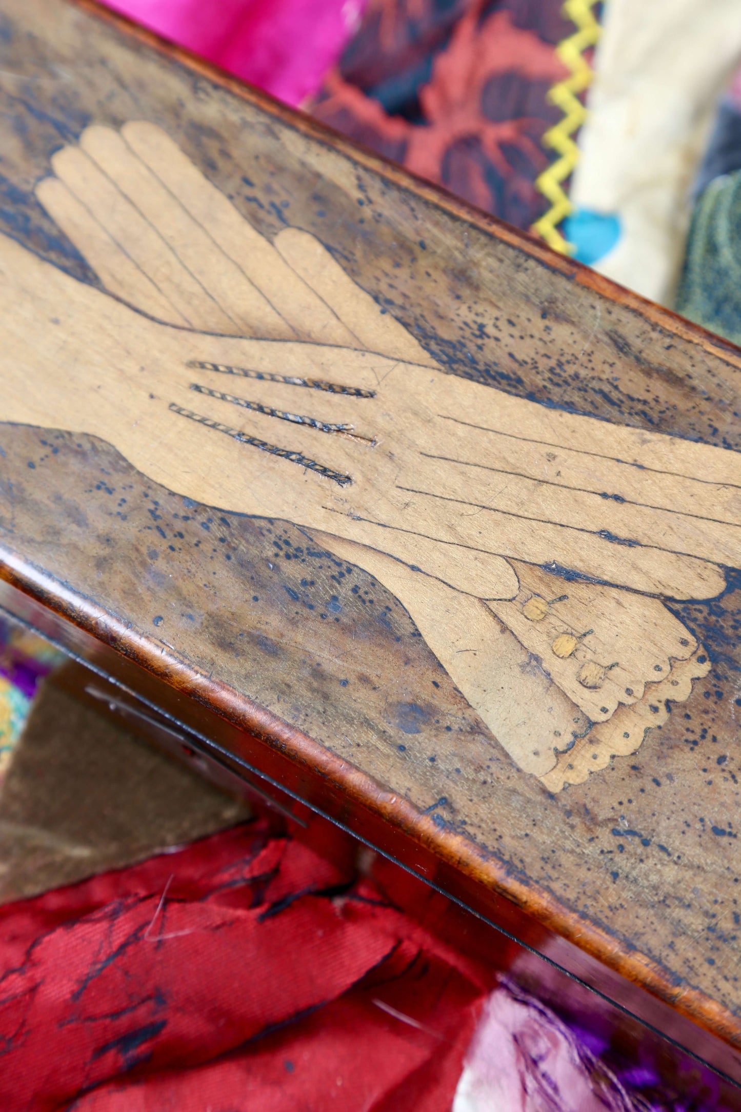 1920's Inlaid Wooden Glove Box